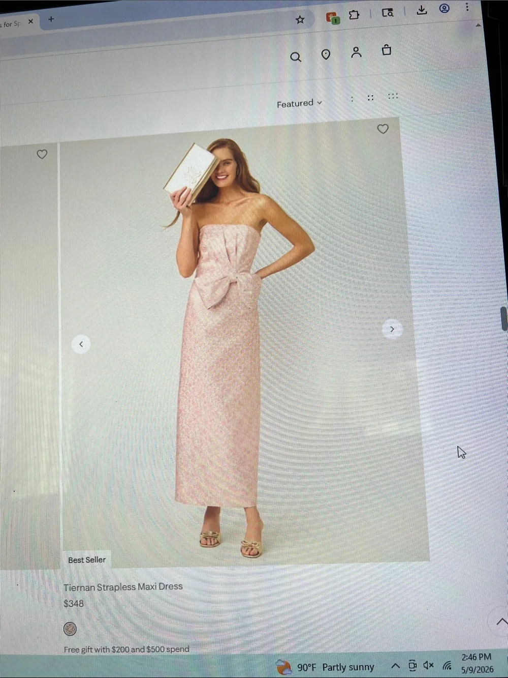 Lilly Pulitzer Strapless Pink Brocade Bow Dress - Picture 2 of 4